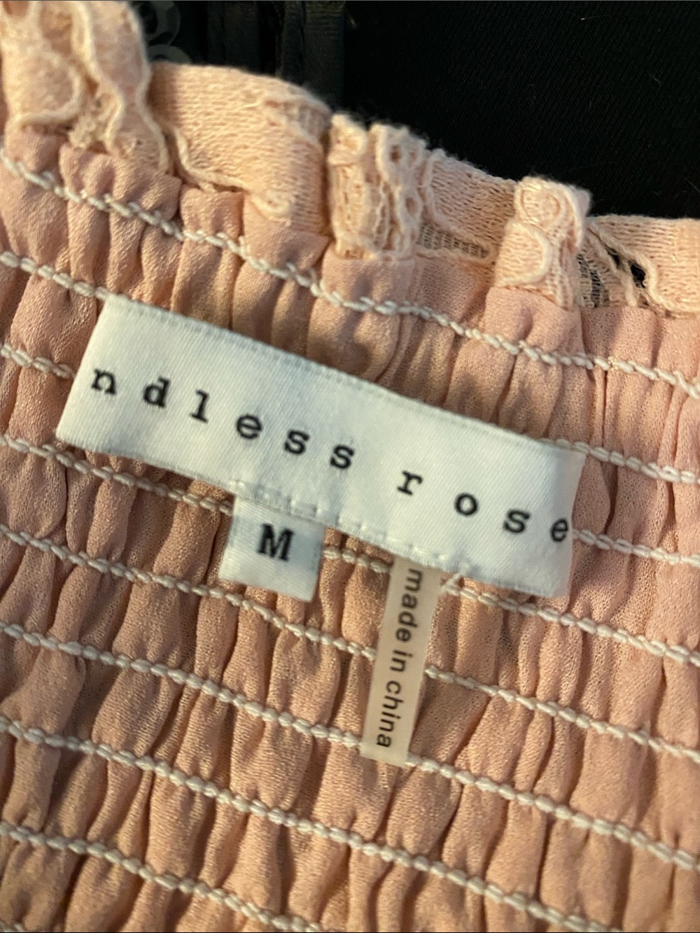 Endless Rose Peach Lace Smocked Strapless Crop Top - Picture 2 of 2